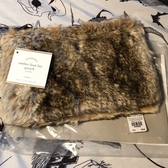 Pottery Barn Handbags - Pottery Barn ombré faux fur pouch